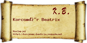 Korcsmár Beatrix névjegykártya