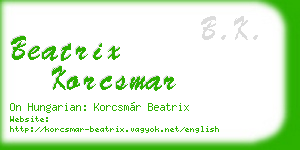beatrix korcsmar business card